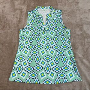 Jade Melody Tam Notch Neck Sleeveless Geometric Top Size Medium
